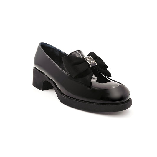 【NEW】Elizabethlike Women's Thick-Soled Bow Patent Leather Loafer